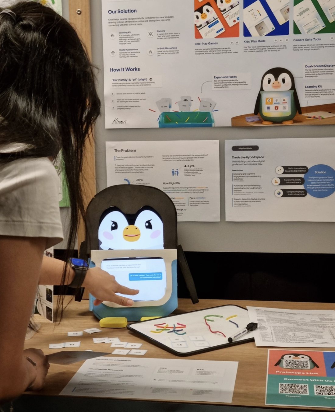 The finished Kinori prototype showing its dual-screen design